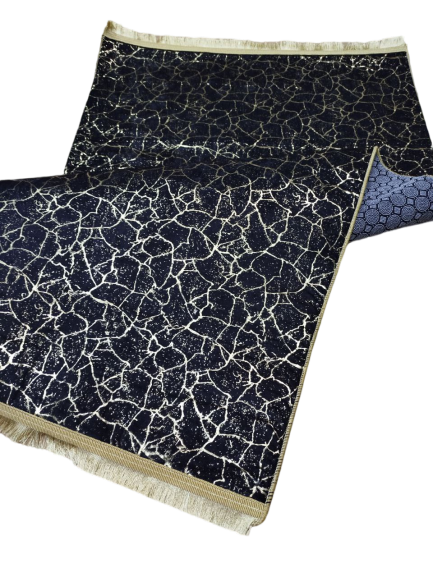 Dywan 80x150 cm ze wzorem marmuru w kolorze złotym i czarnym, antypoślizgowy, zmywalny, miękki, wysokiej jakości