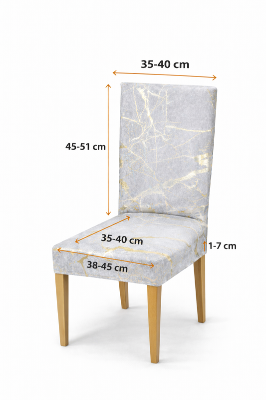 Marmurowe Pokrowce na Krzesła 6 Sztuk Szaro-Złoto