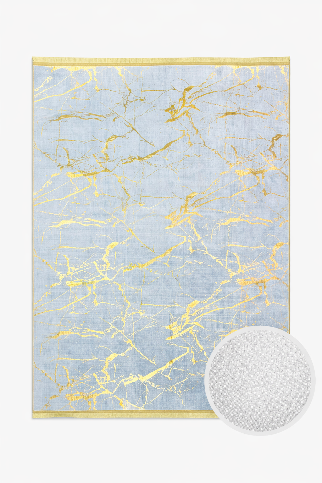 Biely a zlatý koberec so strapcami, 150x200 cm, s protišmykovou úpravou