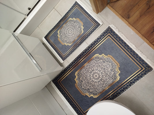 Dywanik łazienkowy 2 sztuki, antypoślizgowy, 90x60 cm i 60x40 cm