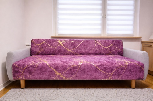 Pokrowiec Na Sofę Antypoślizgowy - 170x210 cm- Fiolet & Złoto