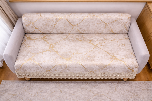 Pokrowiec Na Sofę Antypoślizgowy - 170x210 cm- Jasny Róż & Złoto