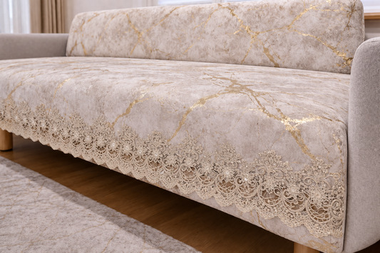 Pokrowiec Na Sofę Antypoślizgowy - 170x210 cm- Jasny Róż & Złoto