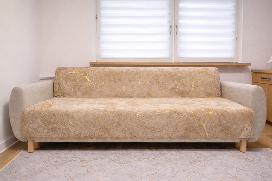 Pokrowiec Na Sofę Antypoślizgowy - 170x210 cm- Cappuccino & Złoto