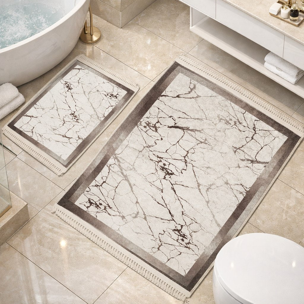 Dywanik łazienkowy 2 sztuki, antypoślizgowy, 90x60 cm i 60x40 cm