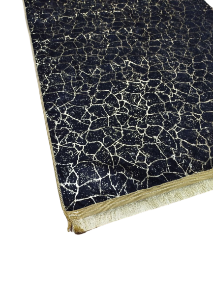Dywan 80x150 cm ze wzorem marmuru w kolorze złotym i czarnym, antypoślizgowy, zmywalny, miękki, wysokiej jakości
