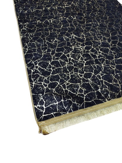 Dywan 80x150 cm ze wzorem marmuru w kolorze złotym i czarnym, antypoślizgowy, zmywalny, miękki, wysokiej jakości