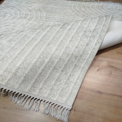 Kremowy dywan 160×200 cm – Antypoślizgowy, podkład z gąbki 3,5 mm