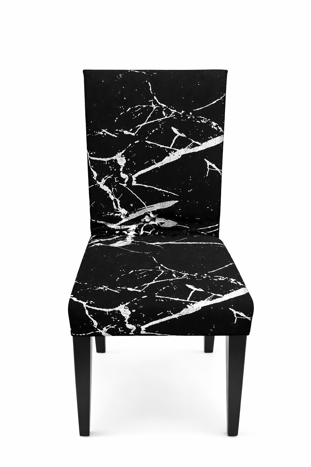 CHAIR COVERS 6 PCS BLACK AND WHITE MARBLE FLEXIBLE UNIVERSAL VELVET
