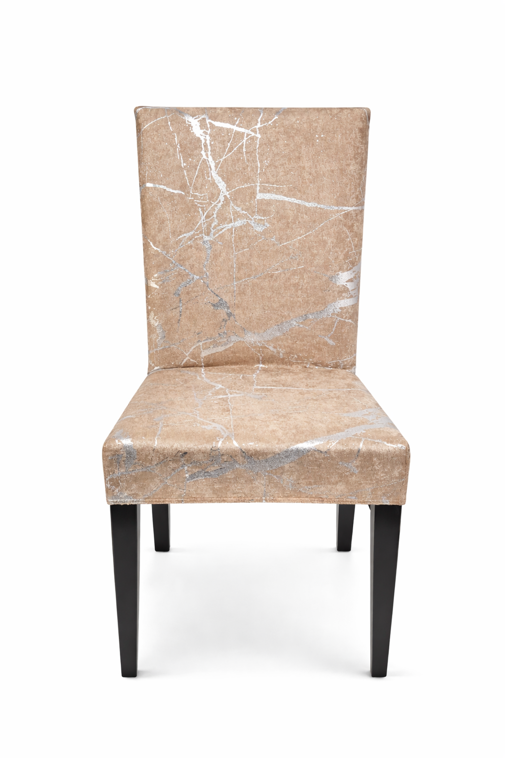 Poťahy na stoličky Marble, 6 kusov, cappucino a strieborná