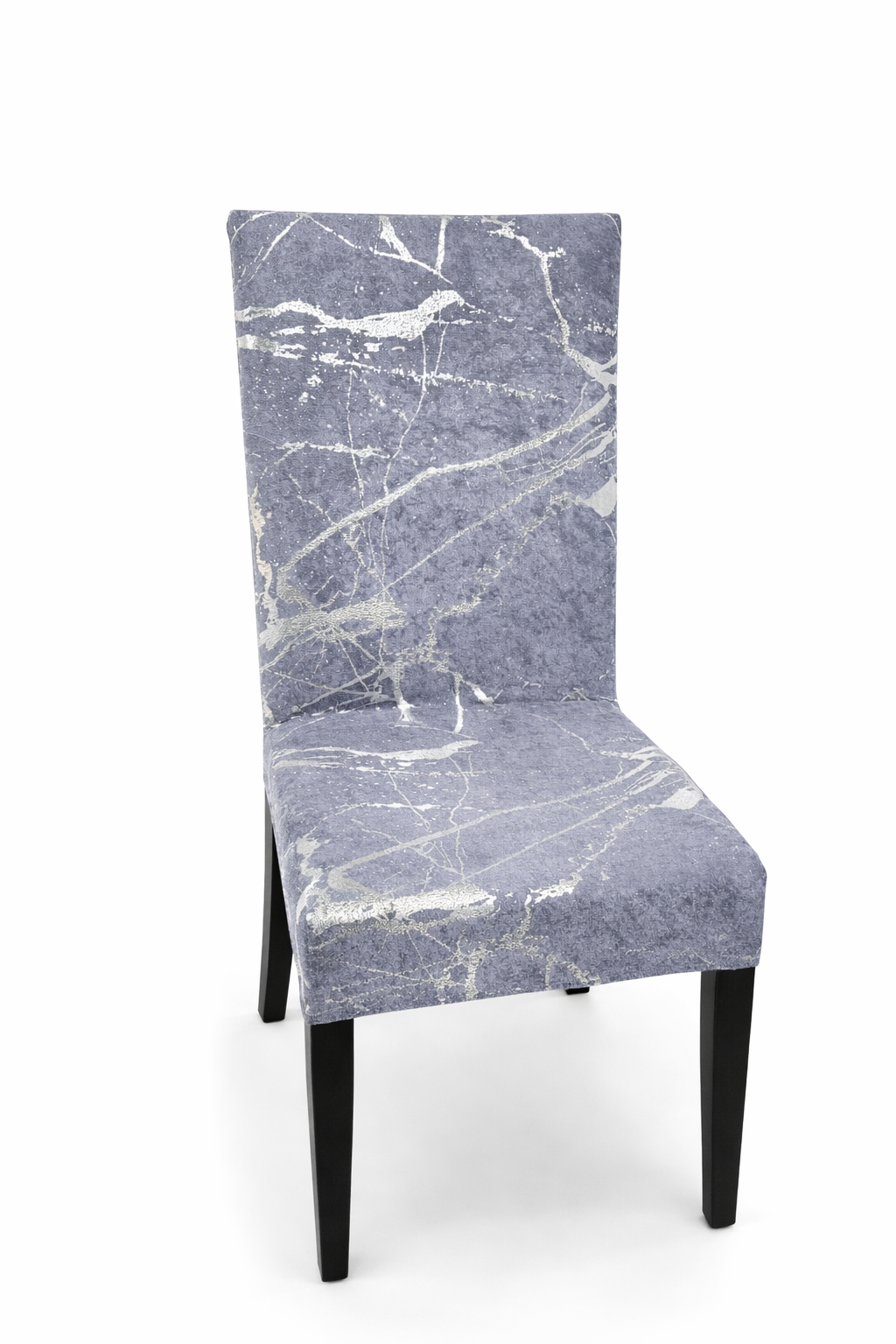 CHAIR COVERS 6 PCS GRAY AND SILVER MARBLE FLEXIBLE UNIVERSAL VELVET