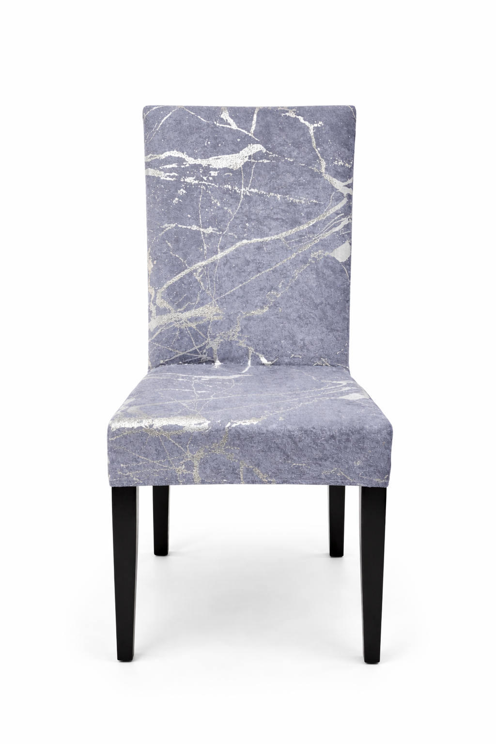CHAIR COVERS 6 PCS GRAY AND SILVER MARBLE FLEXIBLE UNIVERSAL VELVET