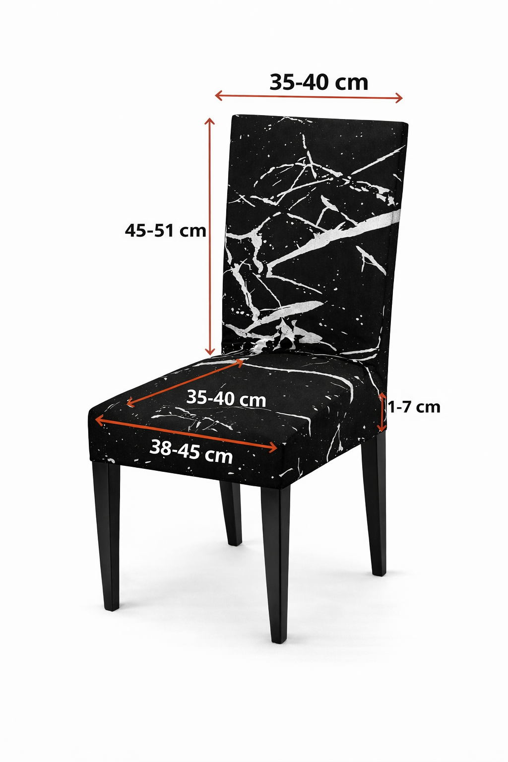 CHAIR COVERS 6 PCS BLACK AND WHITE MARBLE FLEXIBLE UNIVERSAL VELVET