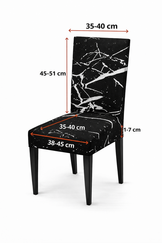 Marmurowe Pokrowce na Krzesła 6 Sztuk Czarno-Białe