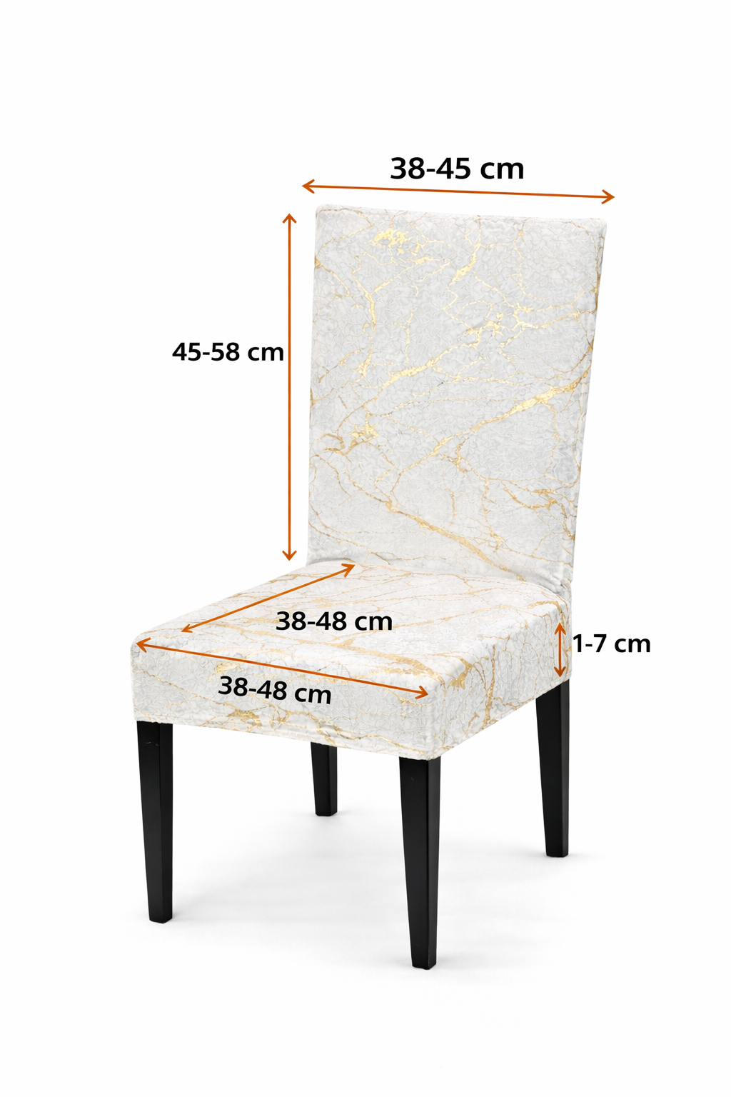 CHAIR COVERS 6 PCS WHITE AND GOLD MARBLE FLEXIBLE UNIVERSAL VELVET