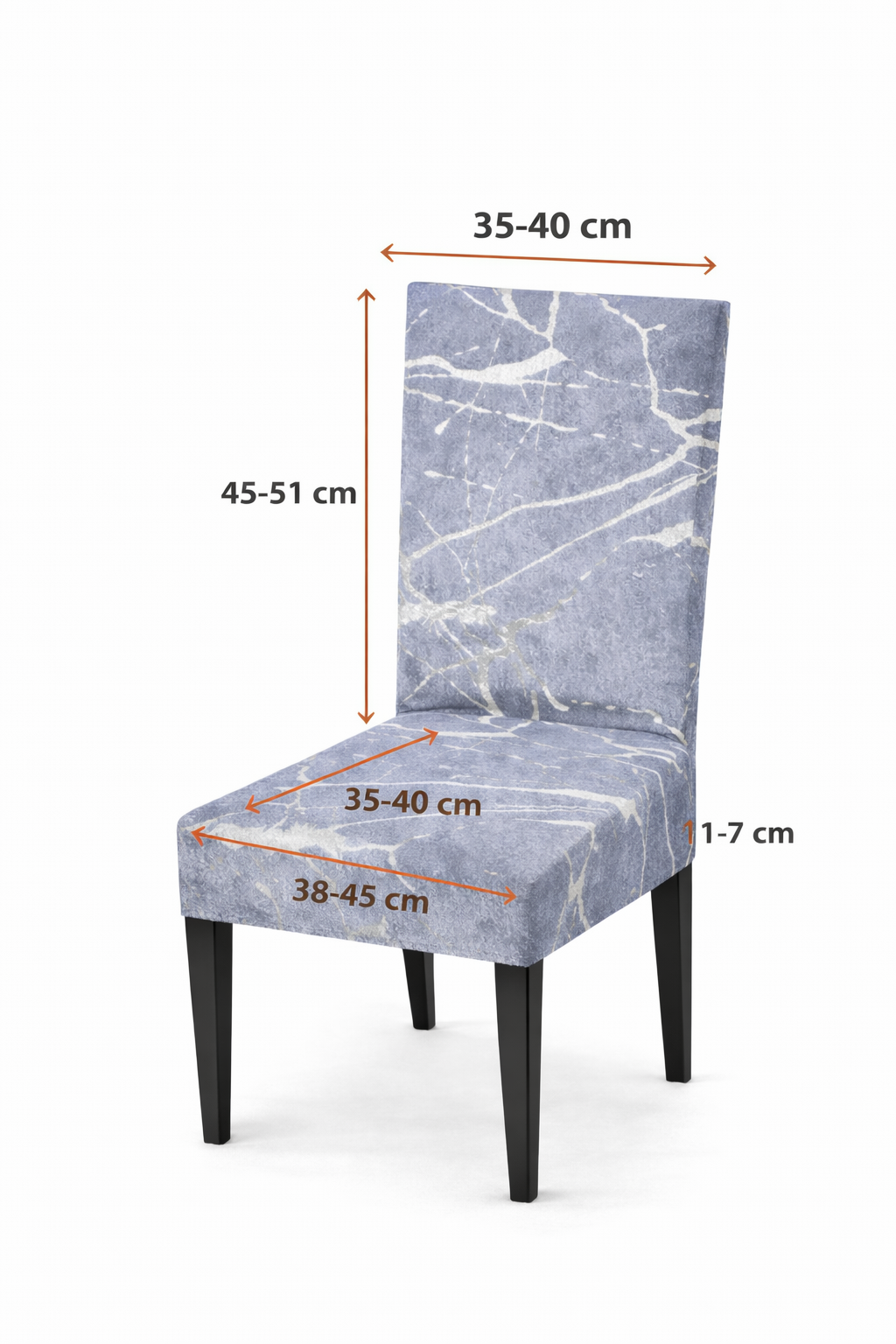 CHAIR COVERS 6 PCS GRAY AND SILVER MARBLE FLEXIBLE UNIVERSAL VELVET