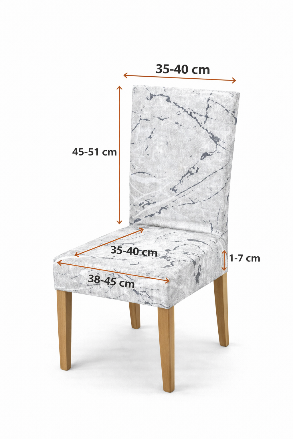 Poťahy na stoličky Marble 6 kusov, biele a strieborné