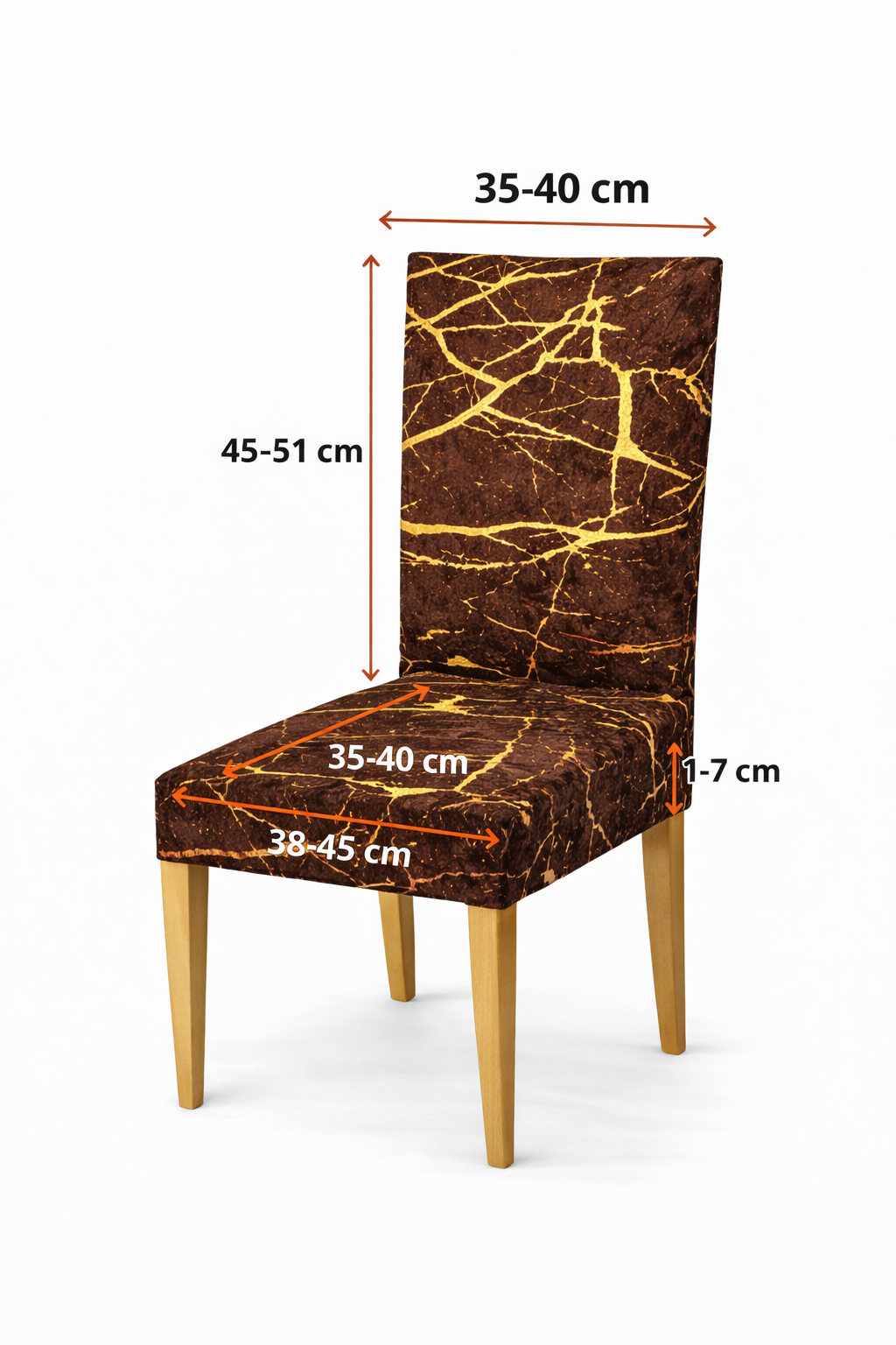 CHAIR COVERS 6 PCS BROWN AND GOLD MARBLE FLEXIBLE UNIVERSAL VELVET