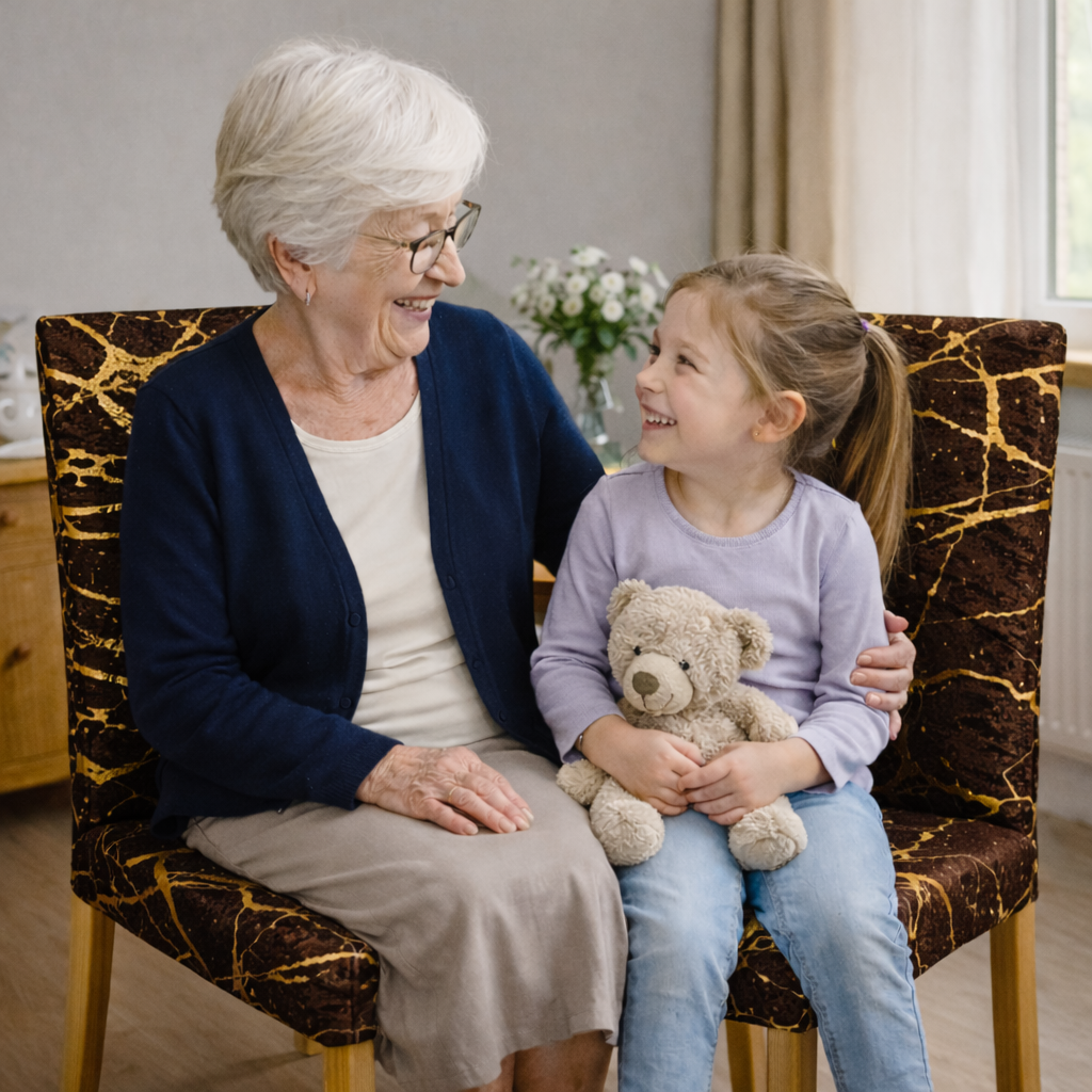 POKROWCE NA KRZESŁA 6 SZT. BRĄZOWE I ZŁOTE MARMUROWE ELASTYCZNE UNIWERSALNE WELUROWE