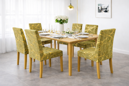 Pokrowce na krzesła Marble, 6 sztuk, pistacjowo-złote