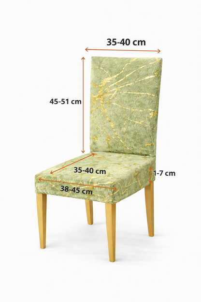 Pokrowce na krzesła Marble, 6 sztuk, pistacjowo-złote