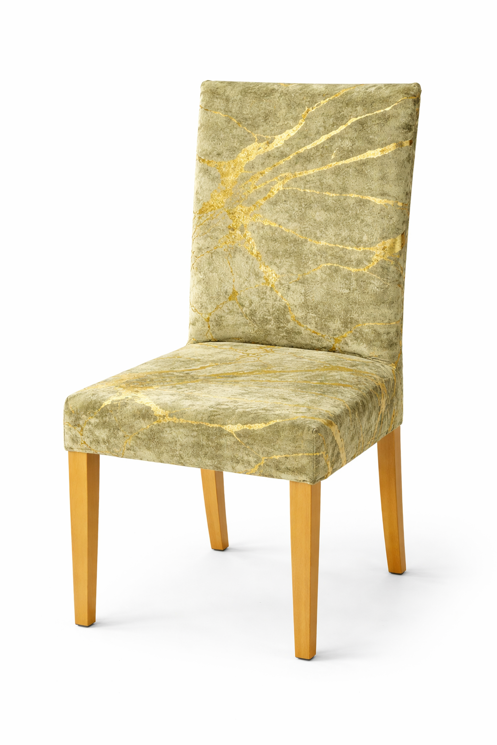 CHAIR COVERS 6 PCS PISTACHIO GREEN AND GOLD MARBLE FLEXIBLE UNIVERSALVELVET