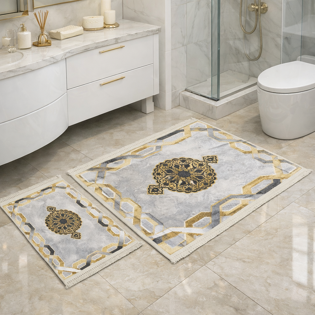 Dywanik łazienkowy 2 sztuki, antypoślizgowy, 90x60 cm i 60x40 cm