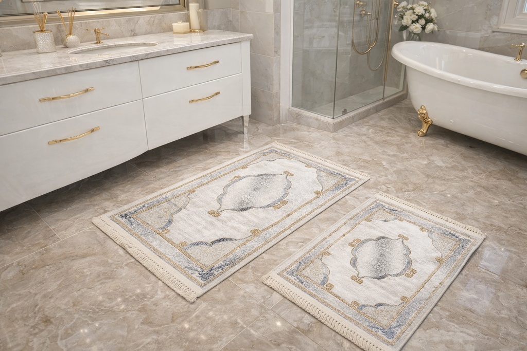 Dywanik łazienkowy 2 sztuki, antypoślizgowy, 90x60 cm i 60x40 cm