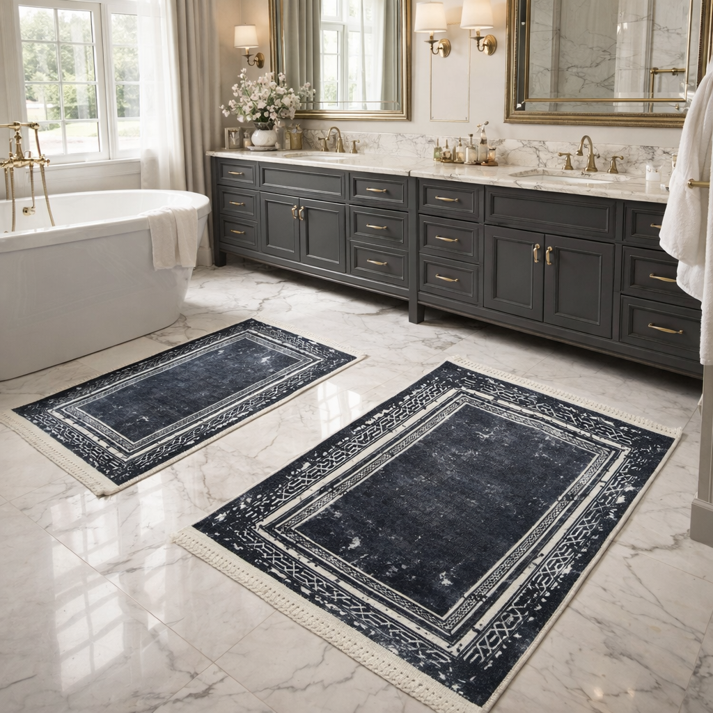 Dywanik łazienkowy 2 sztuki, antypoślizgowy, 90x60 cm i 60x40 cm