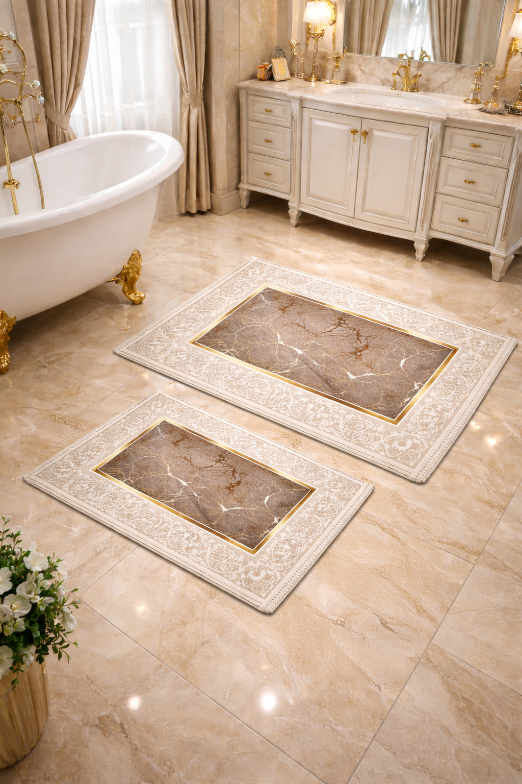 Dywanik łazienkowy 2 sztuki, antypoślizgowy, 90x60 cm i 60x40 cm