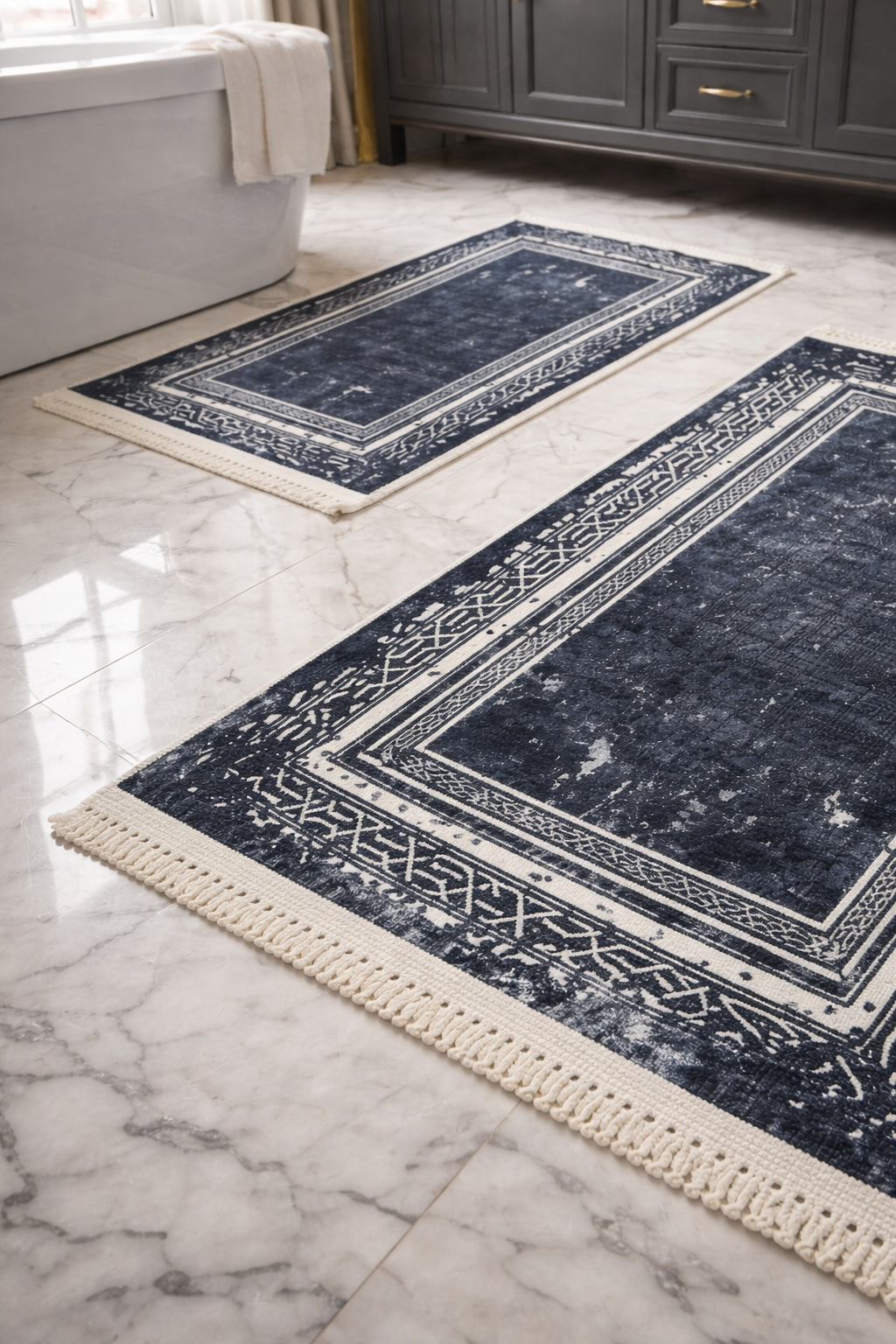 Dywanik łazienkowy 2 sztuki, antypoślizgowy, 90x60 cm i 60x40 cm