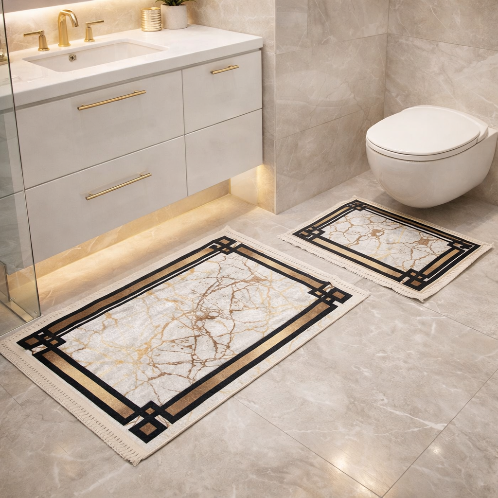 Dywanik łazienkowy 2 sztuki, antypoślizgowy, 90x60 cm i 60x40 cm