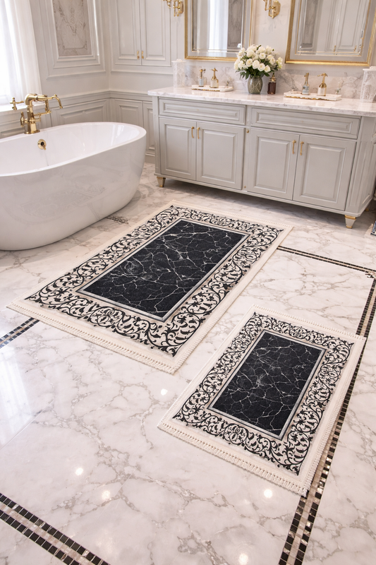 Dywanik łazienkowy 2 sztuki, antypoślizgowy, 90x60 cm i 60x40 cm