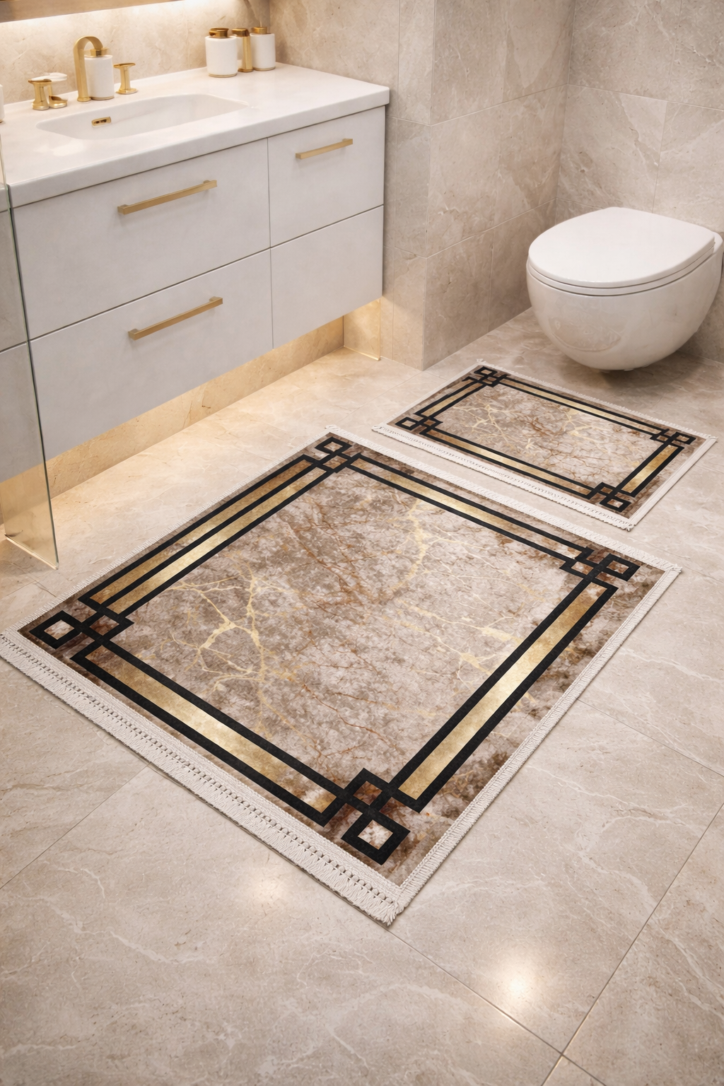 Dywanik łazienkowy 2 sztuki, antypoślizgowy, 90x60 cm i 60x40 cm