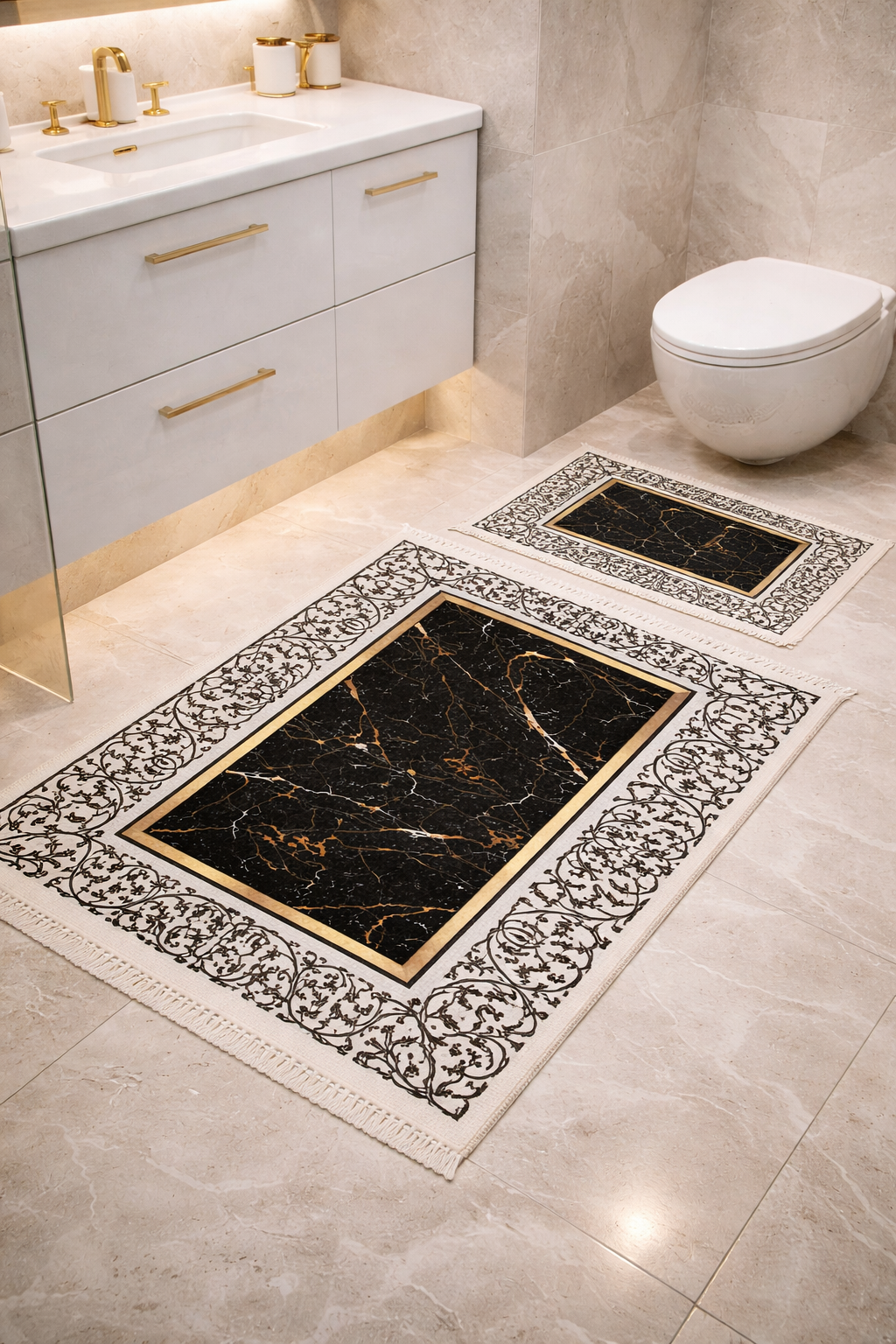 Dywanik łazienkowy 2 sztuki, antypoślizgowy, 90x60 cm i 60x40 cm