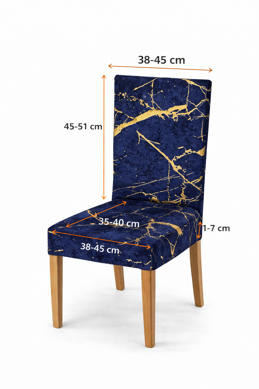 CHAIR COVERS 6 PCS NAVY BLUE AND GOLD MARBLE FLEXIBLE UNIVERSAL VELVET
