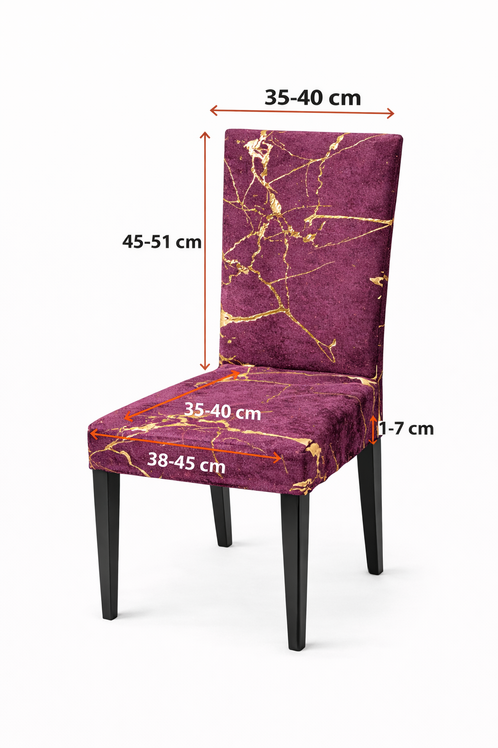 CHAIR COVERS 6 PCS PURPLE AND GOLD MARBLE FLEXIBLE UNIVERSALVELVET