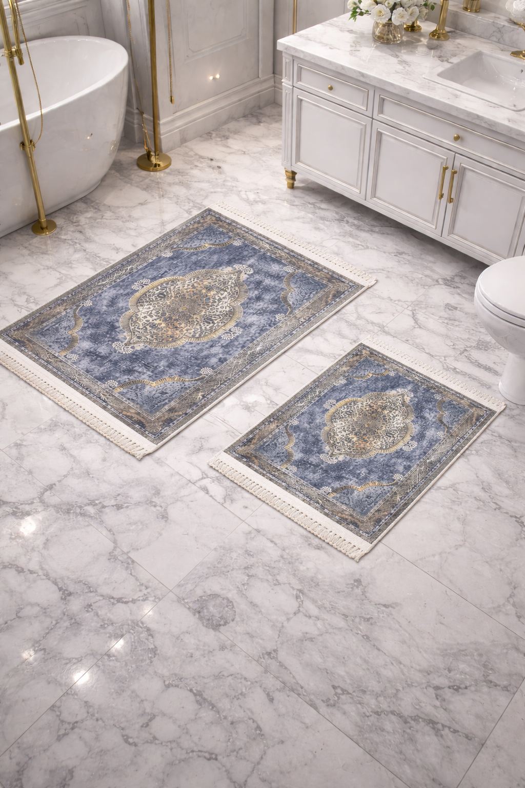 Dywanik łazienkowy 2 sztuki, antypoślizgowy, 90x60 cm i 60x40 cm