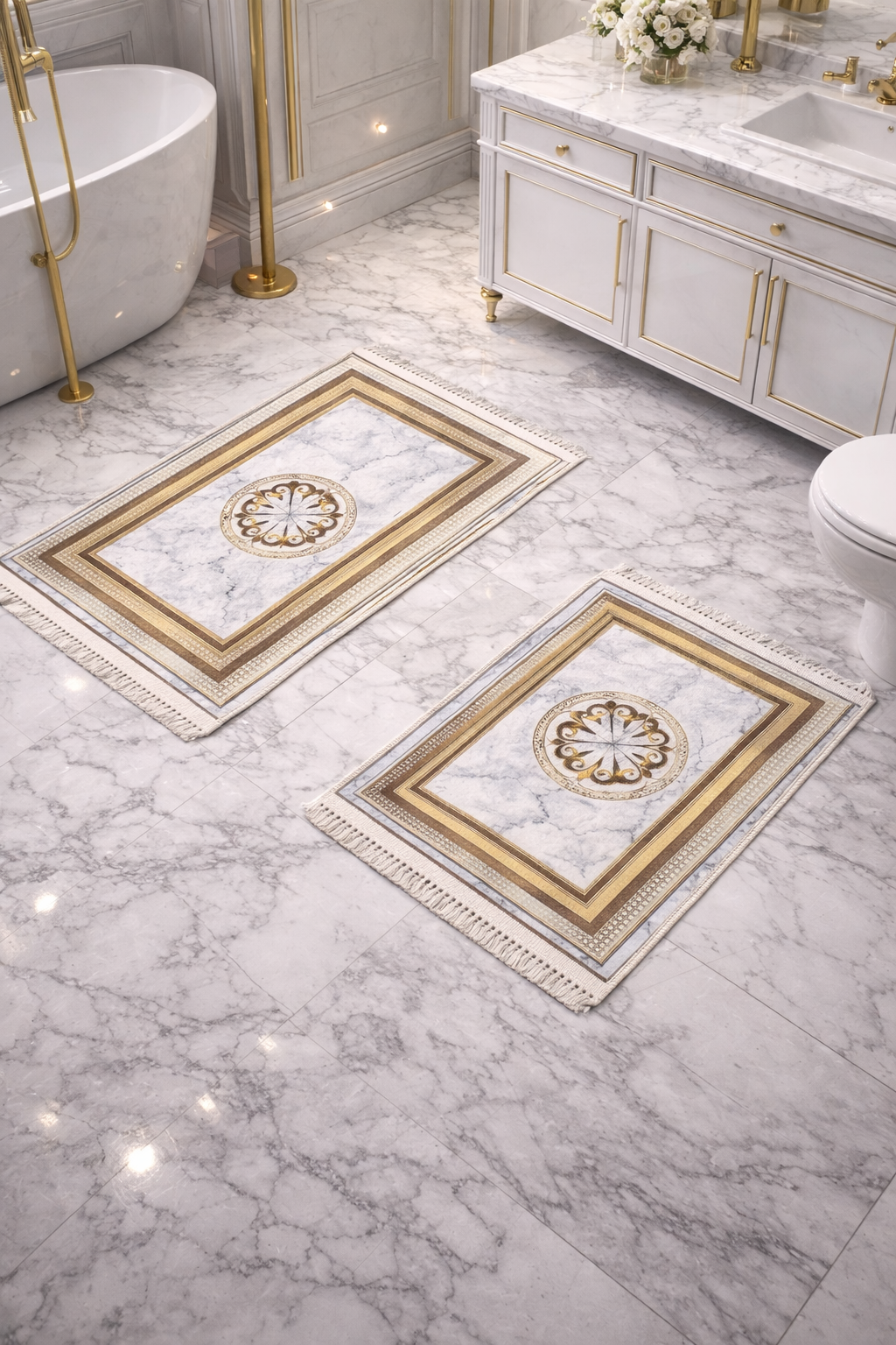 Dywanik łazienkowy 2 sztuki, antypoślizgowy, 90x60 cm i 60x40 cm