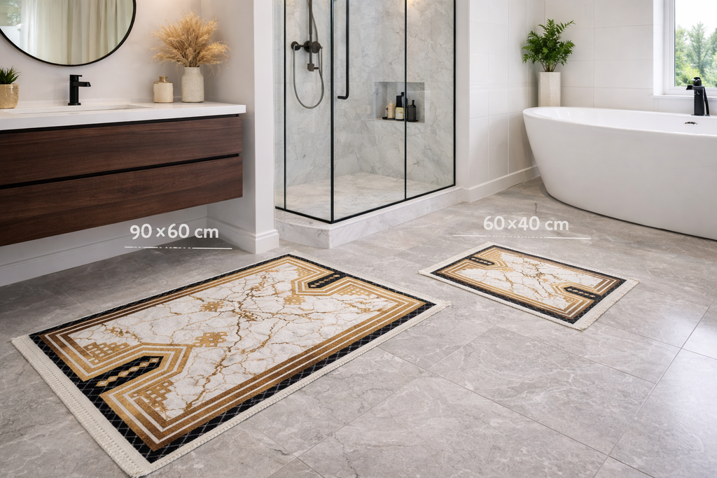 Dywanik łazienkowy 2 sztuki, antypoślizgowy, 90x60 cm i 60x40 cm