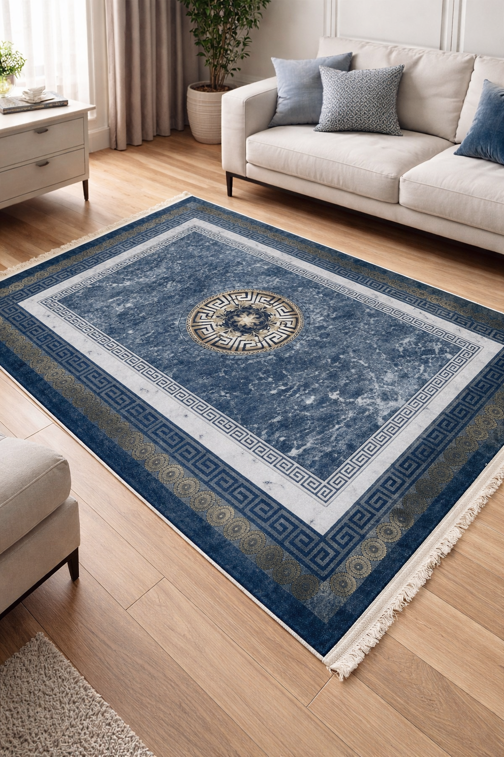Modern Area Rug 120x180 cm | Non-Slip Backing | 4 mm Sponge Padding