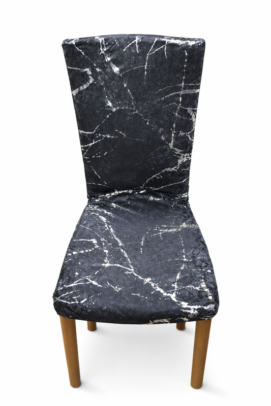 Pokrowce na krzesła Marble 6 sztuk Antracyt i Srebro