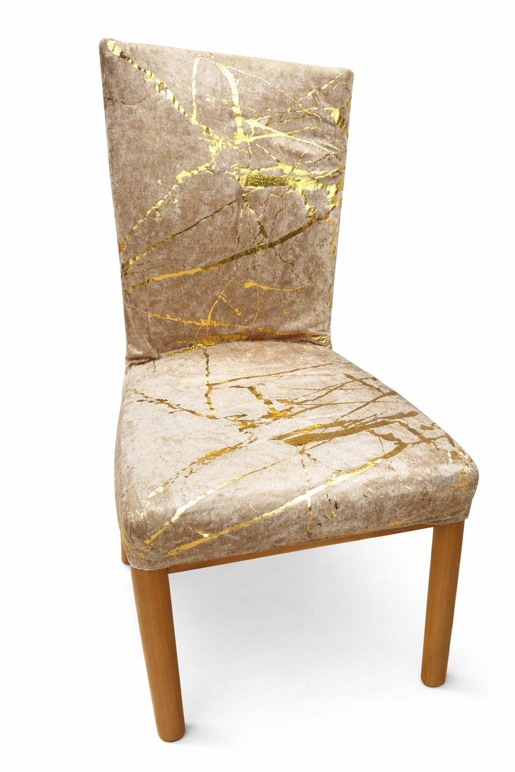 Poťahy na stoličky Marble 6 kusov, Cappuccino a zlatá