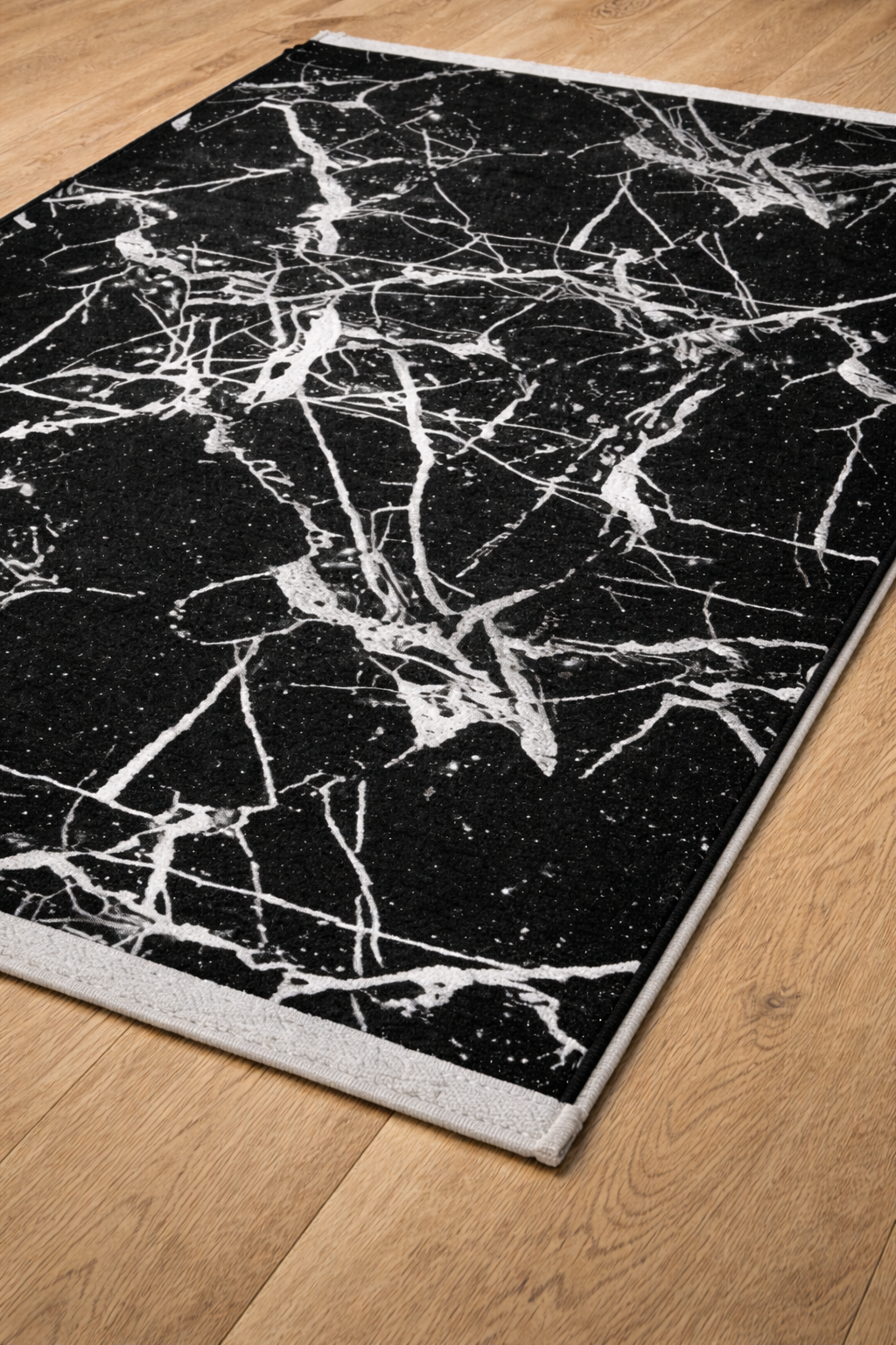 80x150 cm Silver And Black Marble Pattern Rug, Non Slip,Washable,Soft Quality