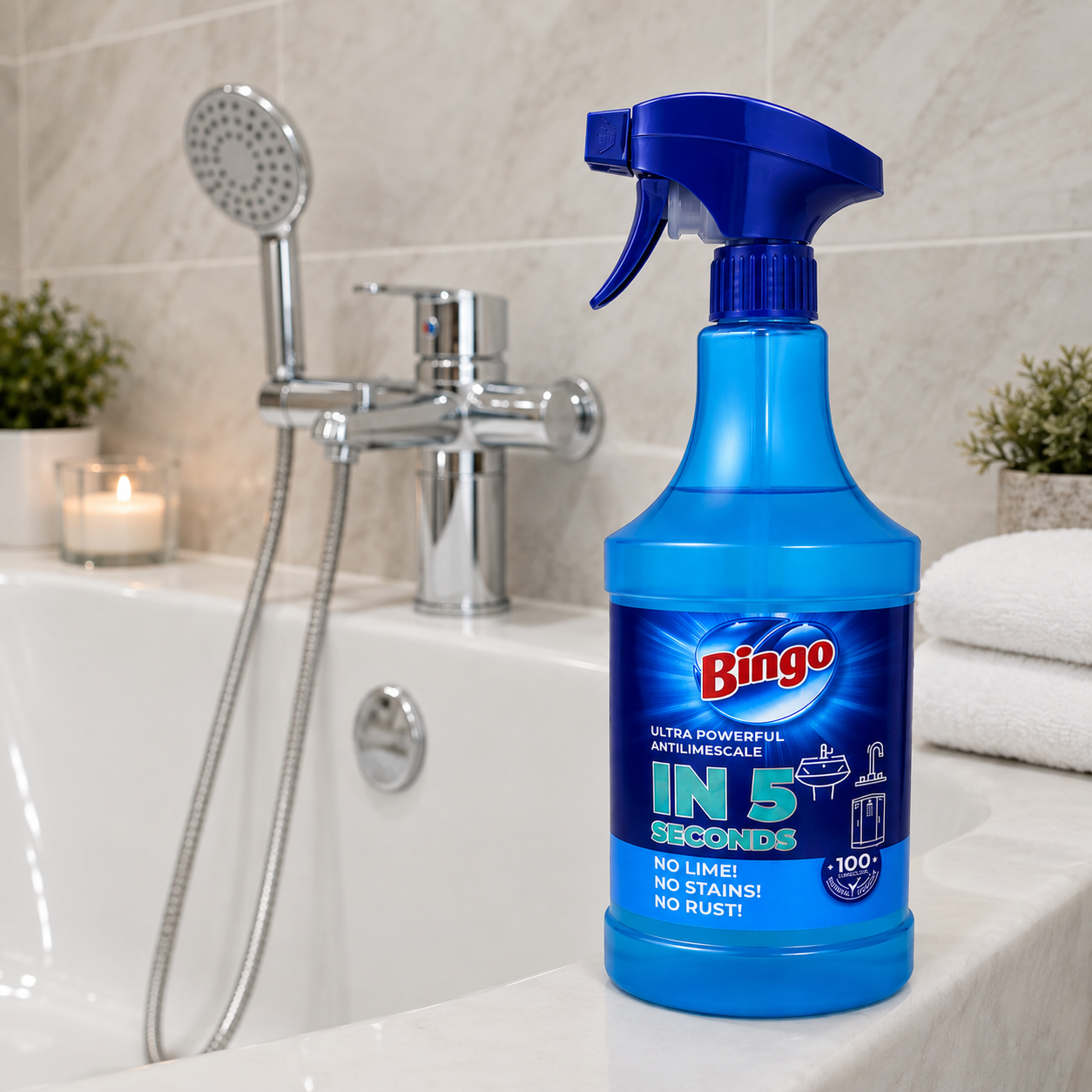 Bingo Spray do Usuwania Kamienia 900 ml – Skuteczny Odkamieniacz do Łazienki i Kuchni