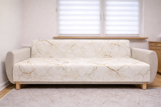 Pokrowiec Na Sofę Antypoślizgowy - 170x210 cm- Biały & Złoto