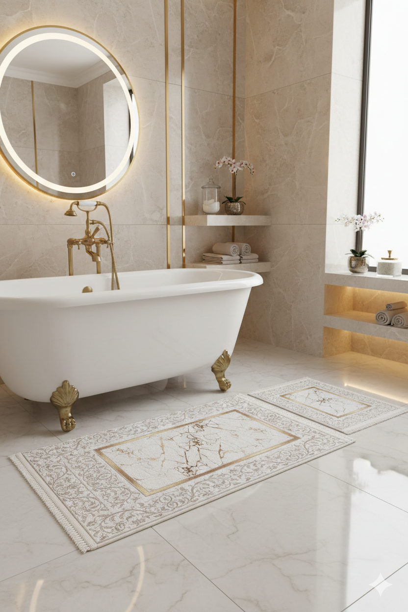 Dywanik łazienkowy 2 sztuki, antypoślizgowy, 90x60 cm i 60x40 cm