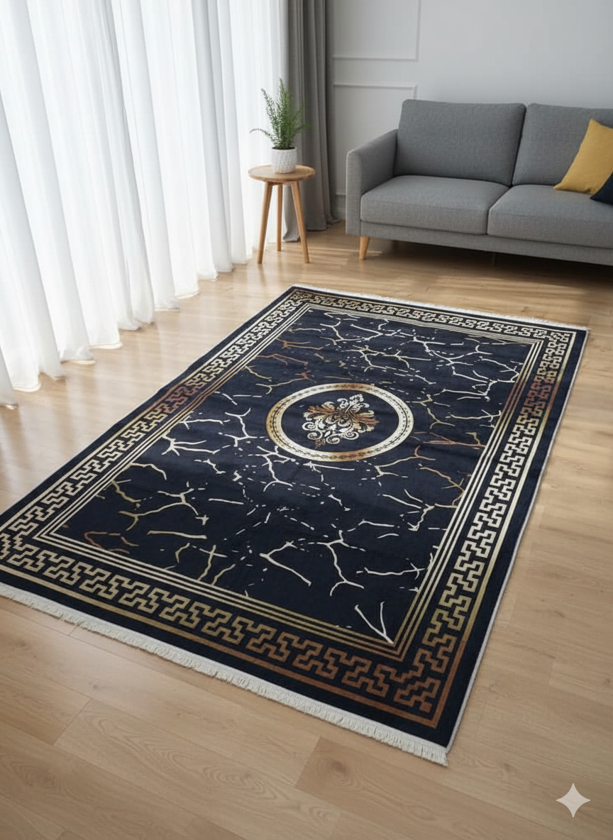 Modern Area Rug 120x180 cm | Non-Slip Backing | 4 mm Sponge Padding