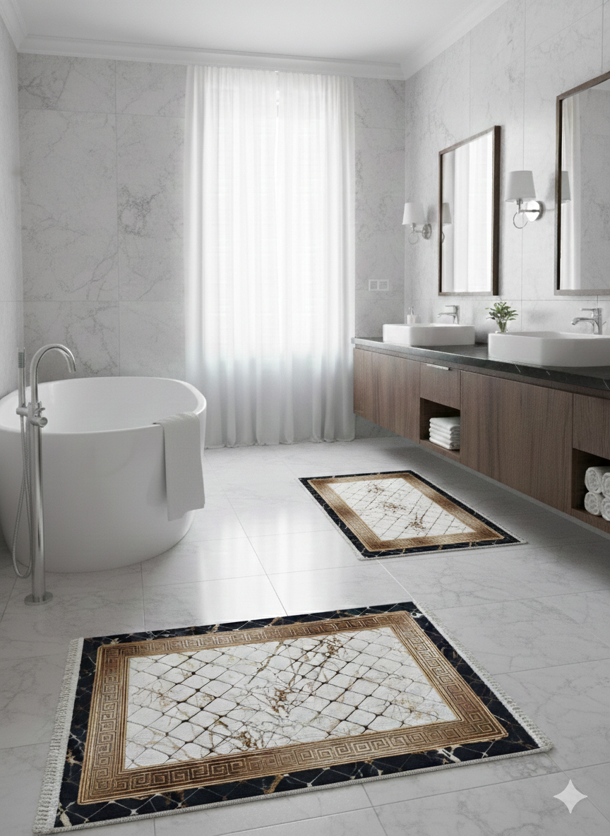 Dywanik łazienkowy 2 sztuki, antypoślizgowy, 90x60 cm i 60x40 cm