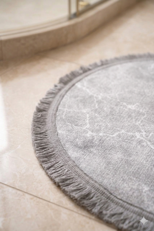 Owalne dywaniki łazienkowe / Antypoślizgowe / 2 sztuki / Szaro-srebrne